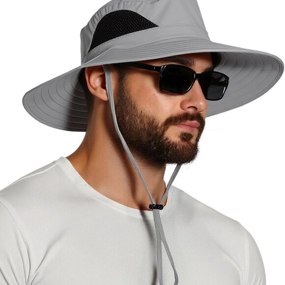 Wide Brim Sun Hat, UPF 50+ UV Protection Waterproof Packable Bucket Hat for Men - Picture 1 of 8